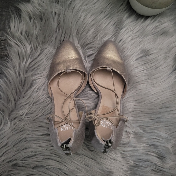 EILEEN FISHER ROPE PUMP IN PLATINUM SUEDE SIZE 8 - Picture 4 of 15